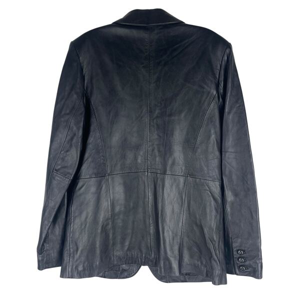 Croft & Barrow Black Lambskin Leather Blazer Jacket 3 Buttons Size M - Picture 6 of 9